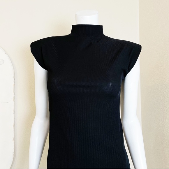 I Saw It First | Women's Black Ribbed Mockneck Shirt Dress | Size: 6 - Picture 2 of 7